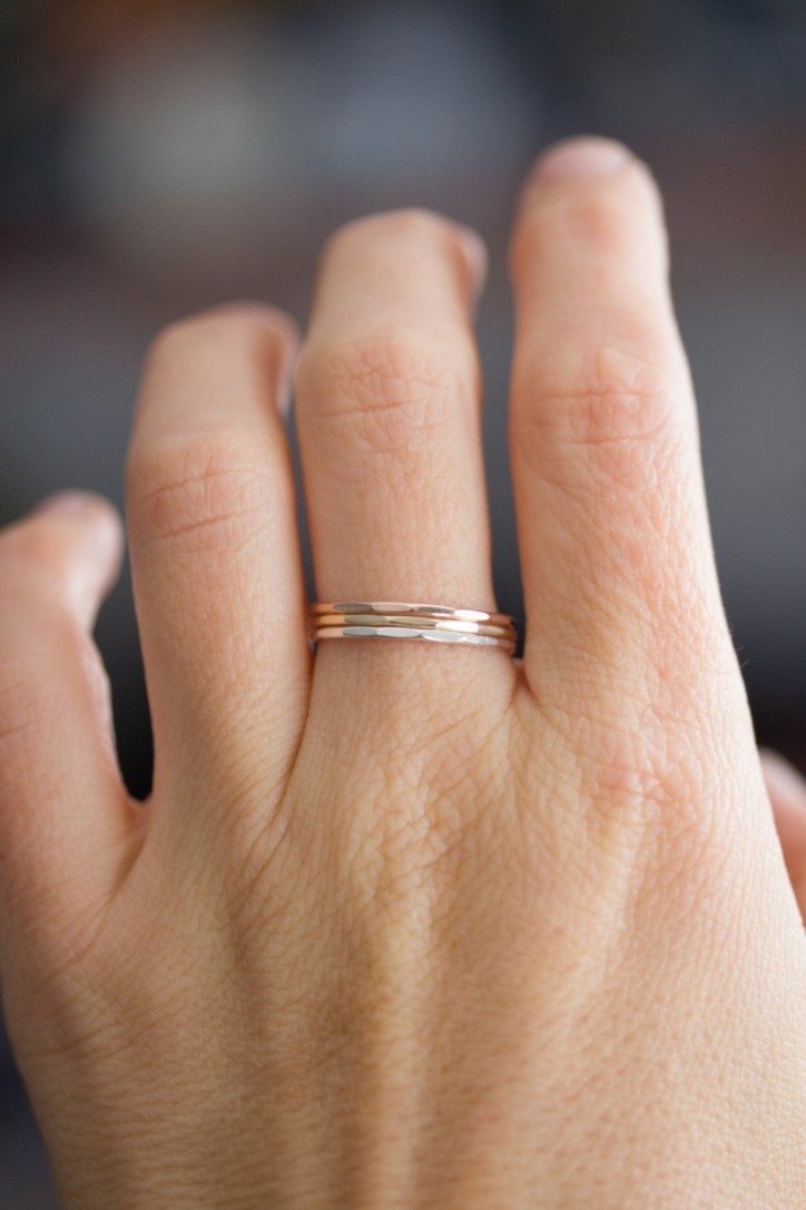 Skinny faceted ring - tiny stackable ring
