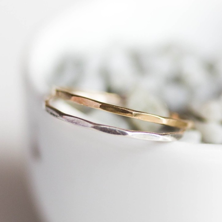 Skinny faceted ring - tiny stackable ring