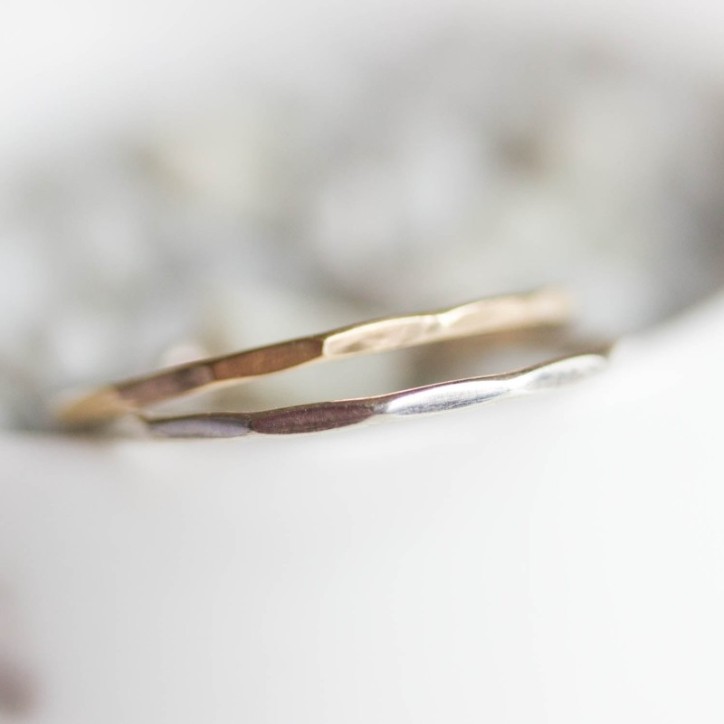 Skinny faceted ring - tiny stackable ring