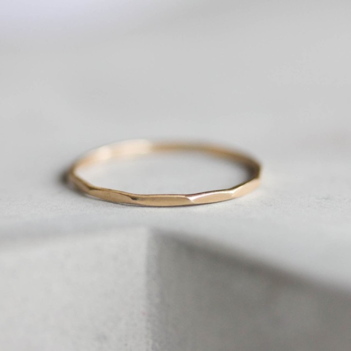 Skinny faceted ring - tiny stackable ring