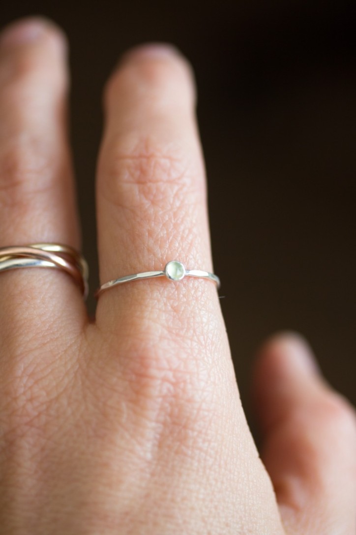 Prehnite ring - skinny stackable Prehnite ring - skinny stackable