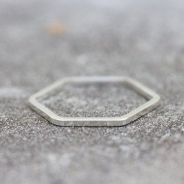 Simple hexagon ring - modern Sterling silver stackable ring