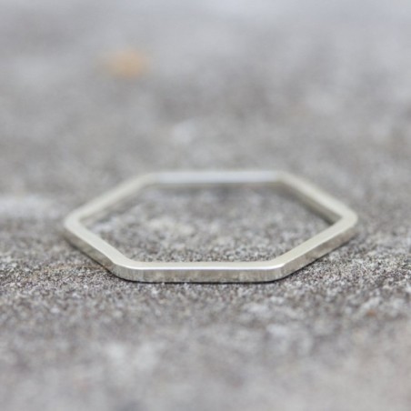 Simple hexagon ring - modern Sterling silver stackable ring