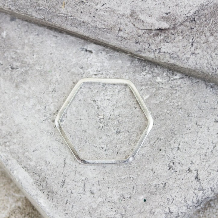 Simple hexagon ring - modern Sterling silver stackable ring