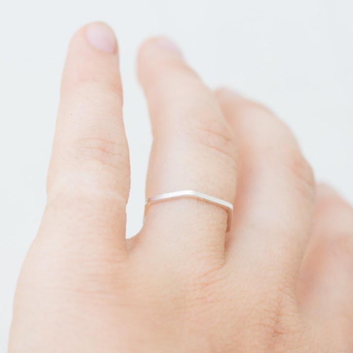 Simple hexagon ring - modern Sterling silver stackable ring