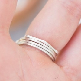 Simple hexagon ring - modern Sterling silver stackable ring