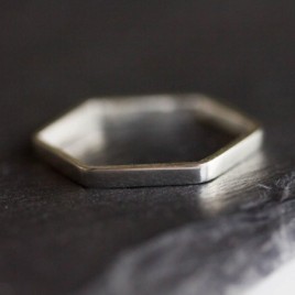 Simple hexagon ring - 2mm wide - modern Sterling silver stackable ring
