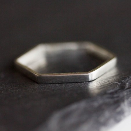 Simple hexagon ring - 2mm wide - modern Sterling silver stackable ring