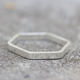 Simple hexagon ring - 2mm wide - modern Sterling silver stackable ring