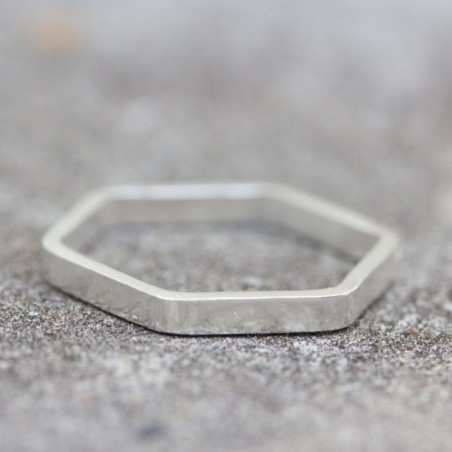 Simple hexagon ring - 2mm wide - modern Sterling silver stackable ring
