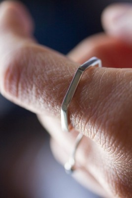 Simple hexagon ring - 2mm wide - modern Sterling silver stackable ring