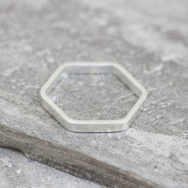 Simple hexagon ring - 2mm wide - modern Sterling silver stackable ring