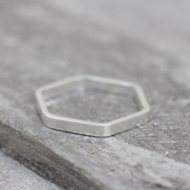 Simple hexagon ring - 2mm wide - modern Sterling silver stackable ring