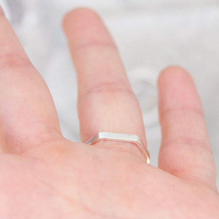 Simple hexagon ring - 2mm wide - modern Sterling silver stackable ring