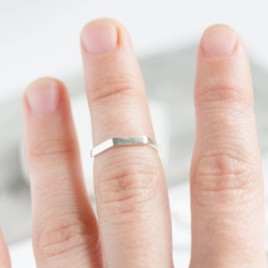 Simple hexagon ring - 2mm wide - modern Sterling silver stackable ring