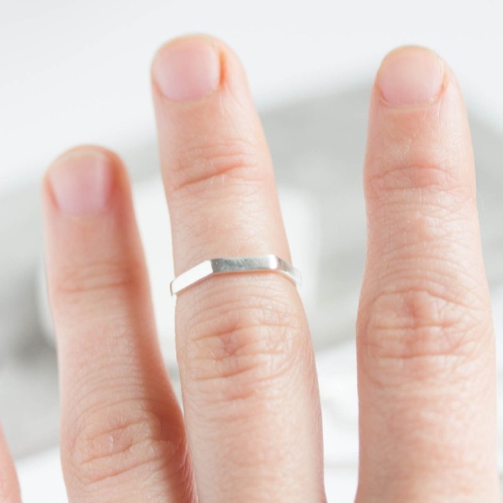 Simple hexagon ring - 2mm wide - modern Sterling silver stackable ring