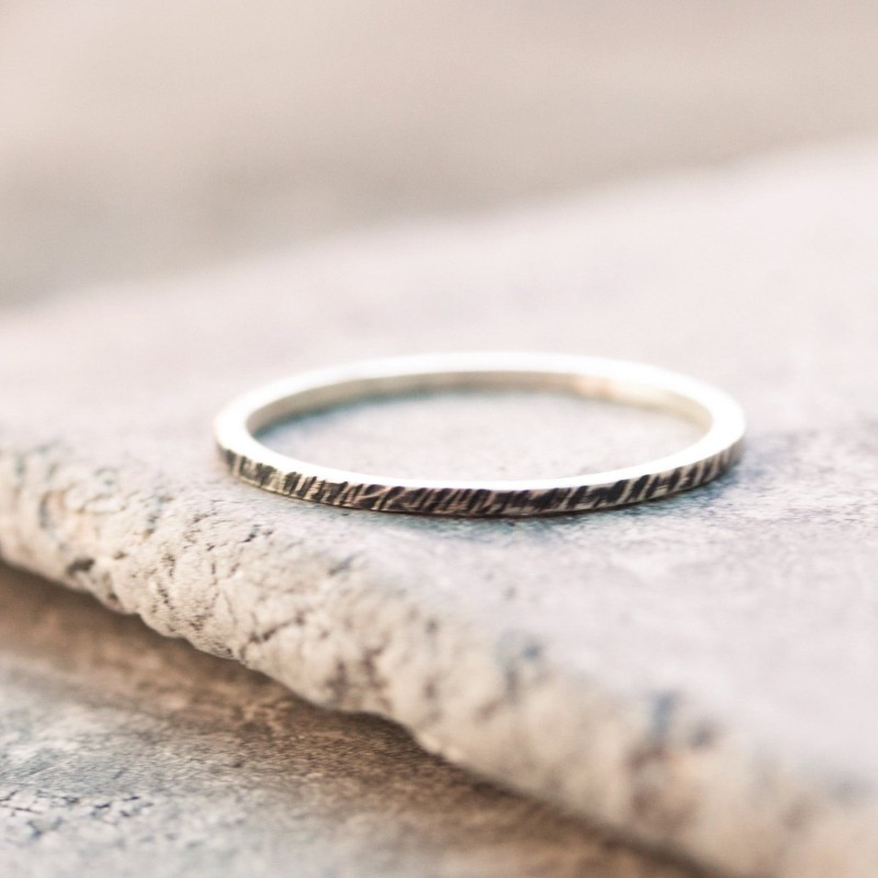 Black texture - sterling silver stackable ring