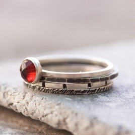 Black texture - sterling silver stackable ring