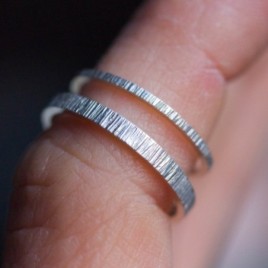 White texture - sterling silver stackable ring or 9k gold, choose the width