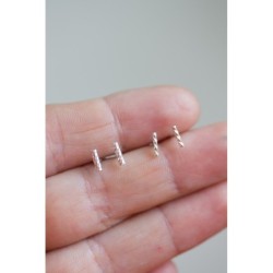 Twisted bar stud earrings - sterling silver