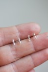 Twisted bar stud earrings - sterling silver
