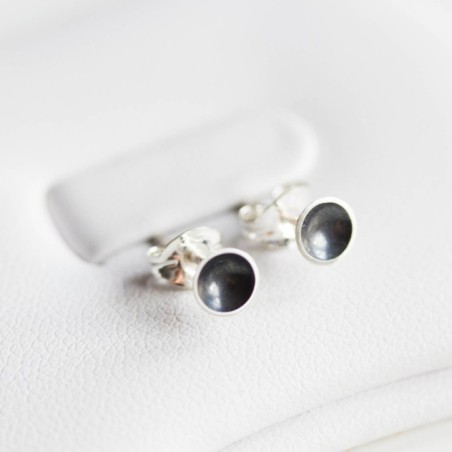 Black cup stud earrings