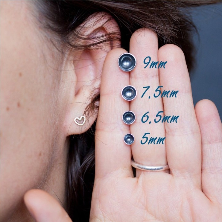 Black cup stud earrings