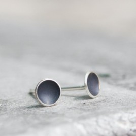 Black cup stud earrings