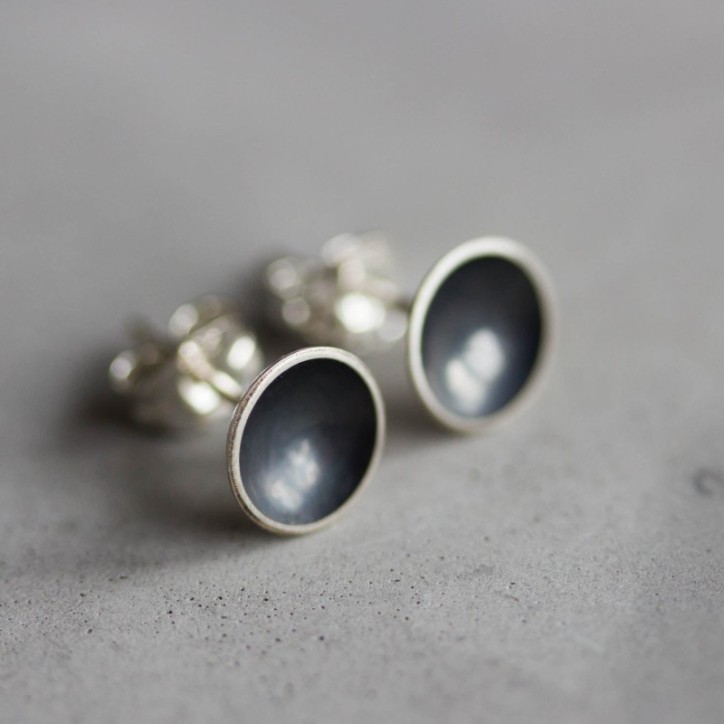 Black cup stud earrings