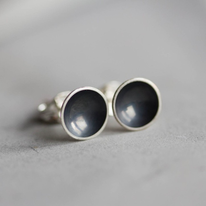 Black cup stud earrings
