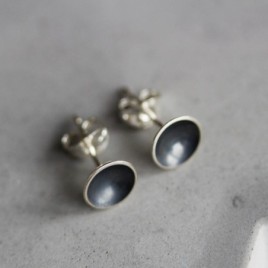 Black cup stud earrings