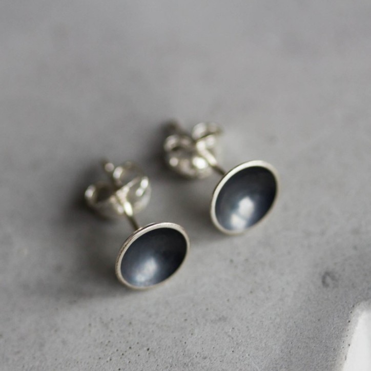 Black cup stud earrings