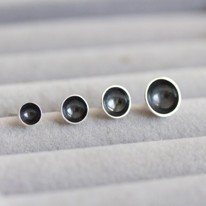 Black cup stud earrings