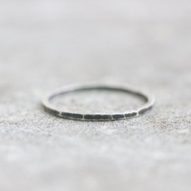 Black marble - sterling silver stackable ring