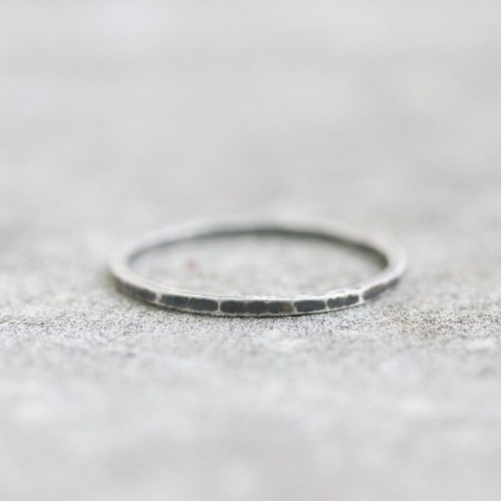 Black marble - sterling silver stackable ring