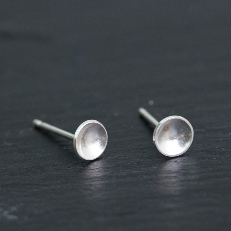 Cup stud earrings, sterling silver