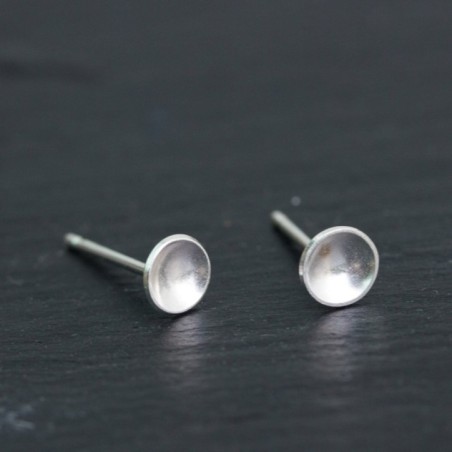 Cup stud earrings, sterling silver