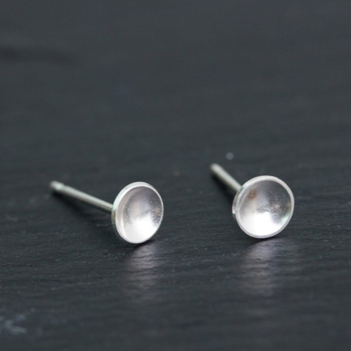 Cup stud earrings, sterling silver