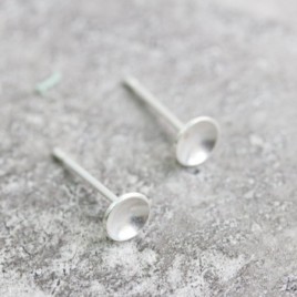 Cup stud earrings, sterling silver