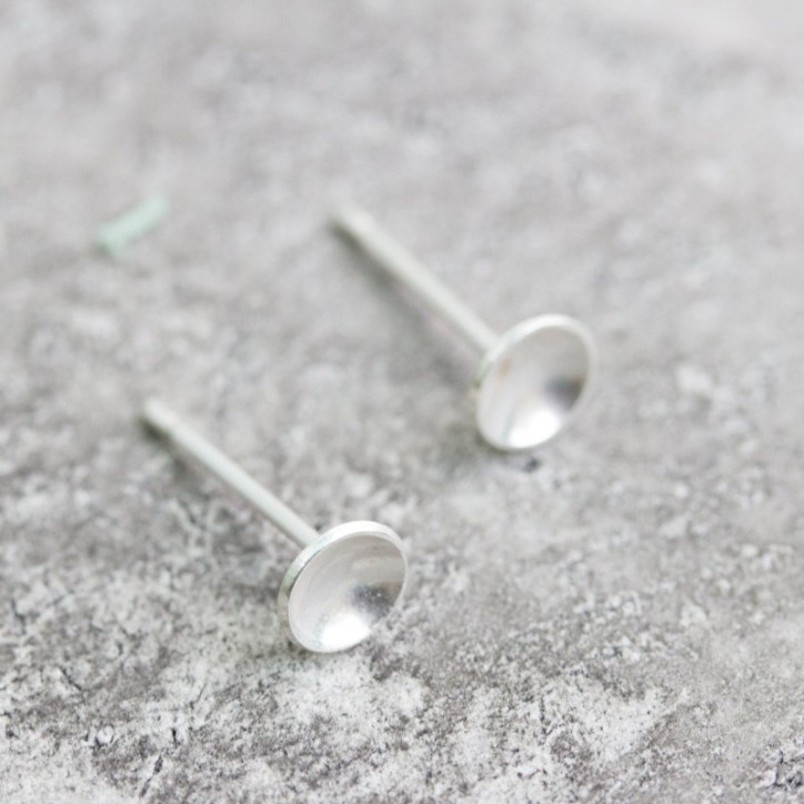 Cup stud earrings, sterling silver
