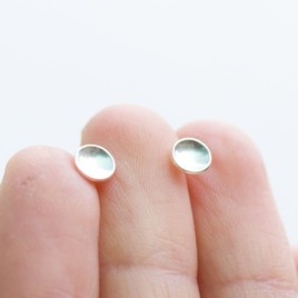 Cup stud earrings, sterling silver