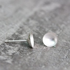 Cup stud earrings, sterling silver