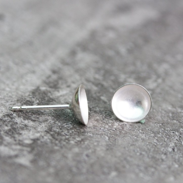 Cup stud earrings, sterling silver