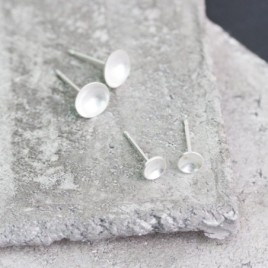 Cup stud earrings, sterling silver