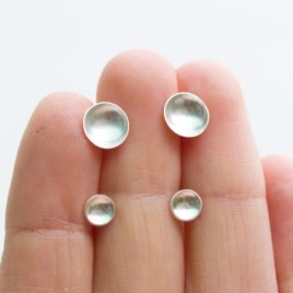 Cup stud earrings, sterling silver