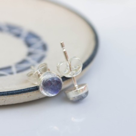 Rainbow Moonstone stud earrings, 3mm or 5mm, sterling silver or 14k gold filled