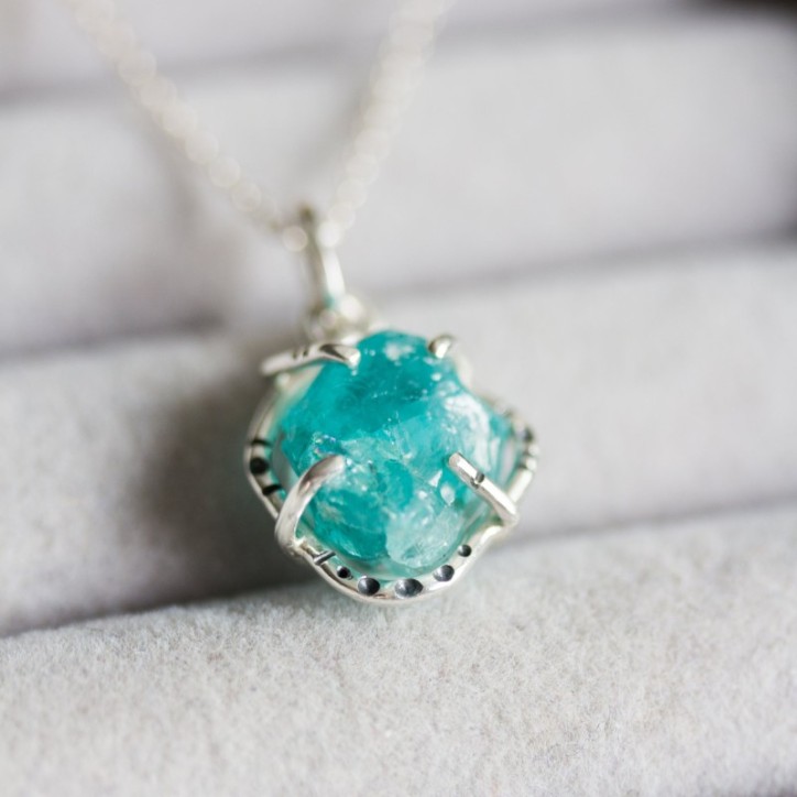 Raw Apatite necklace - sterling silver