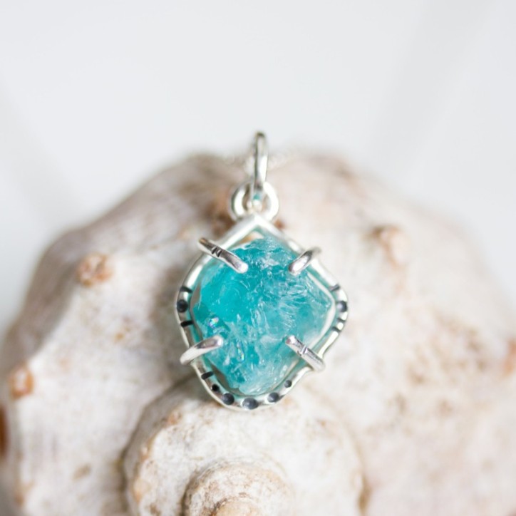 Raw Apatite necklace - sterling silver