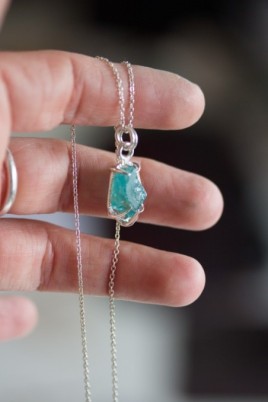 Raw Apatite necklace - sterling silver