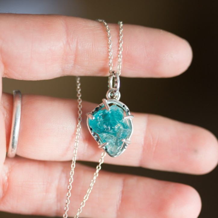 Raw Apatite necklace - sterling silver